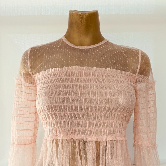 ROMEO & JULIET COUTURE $130 NWT Sheer Peasant TOP Large - Picture 12 of 13